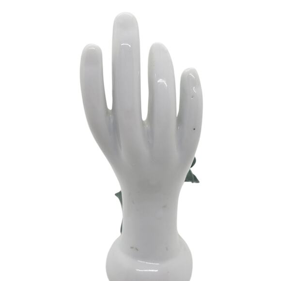 Vintage Porcelain Ceramic Hand Shaped 3D Vase Sculpted Rose Floral Decor - Picture 14 of 14